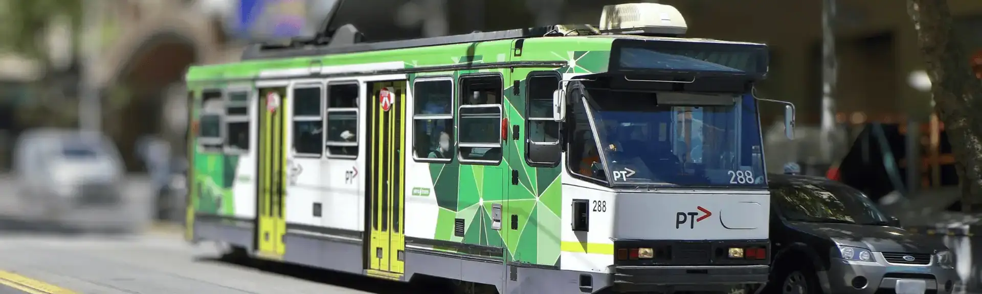 A class tram in Melbourne city