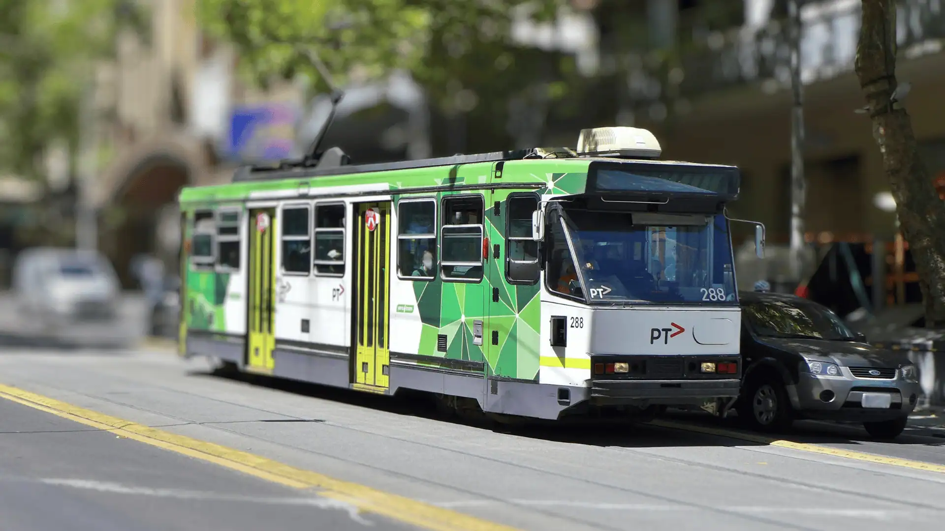 A class tram in Melbourne city