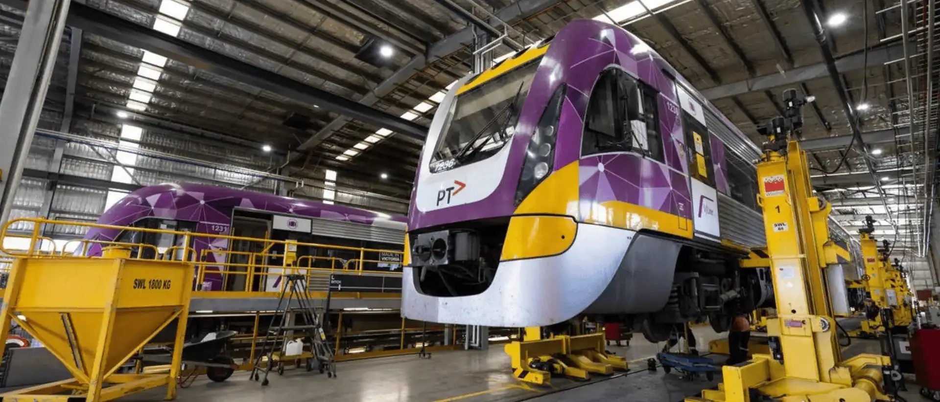 Refurbishing Train Components | Challenges & Outcomes 3 vline train in maintenance facility
