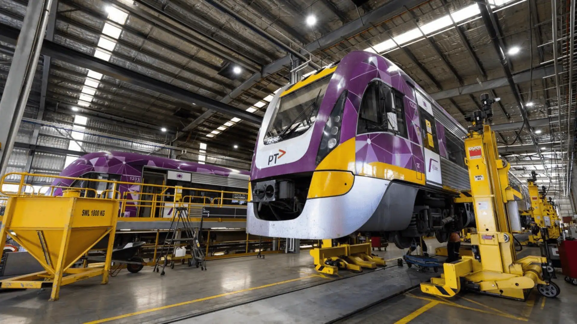 rail-vline-maintenance 1 vline train in maintenance facility
