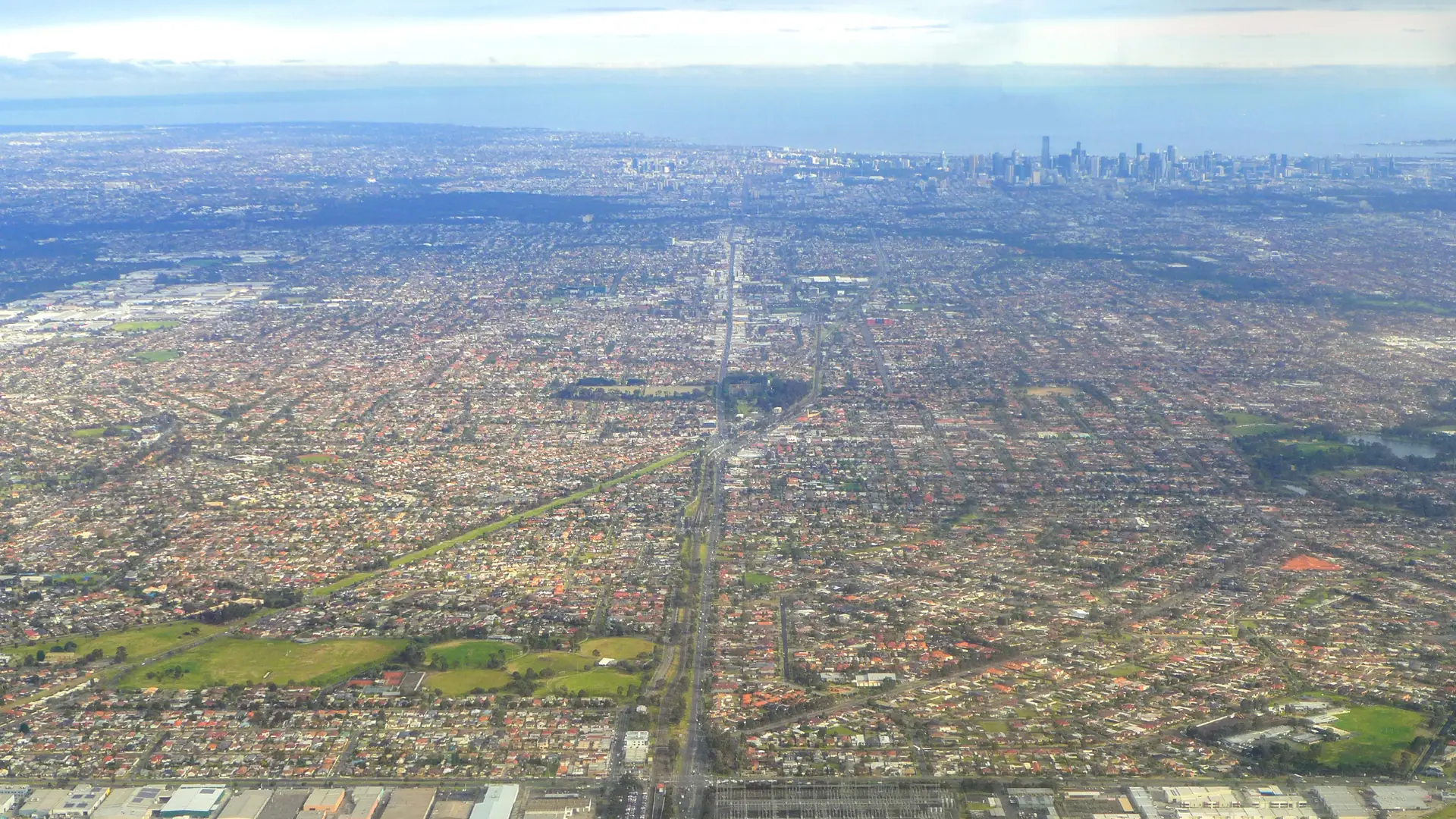 Melbourne's east bird eyes view looking to city