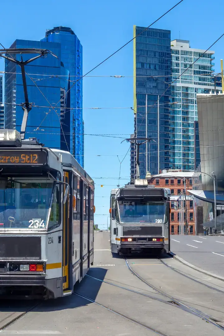 Melbourne tram in Melbourne city.