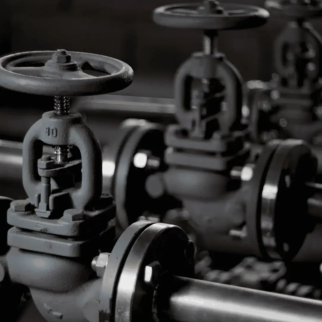 Valves inside factory.